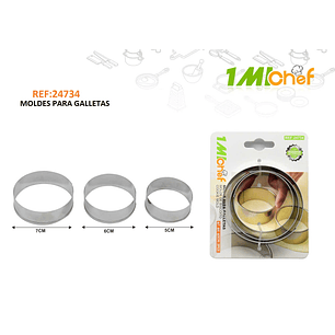 MOLDE PARA GALLETAS METAL 3 PCS CIRCULO