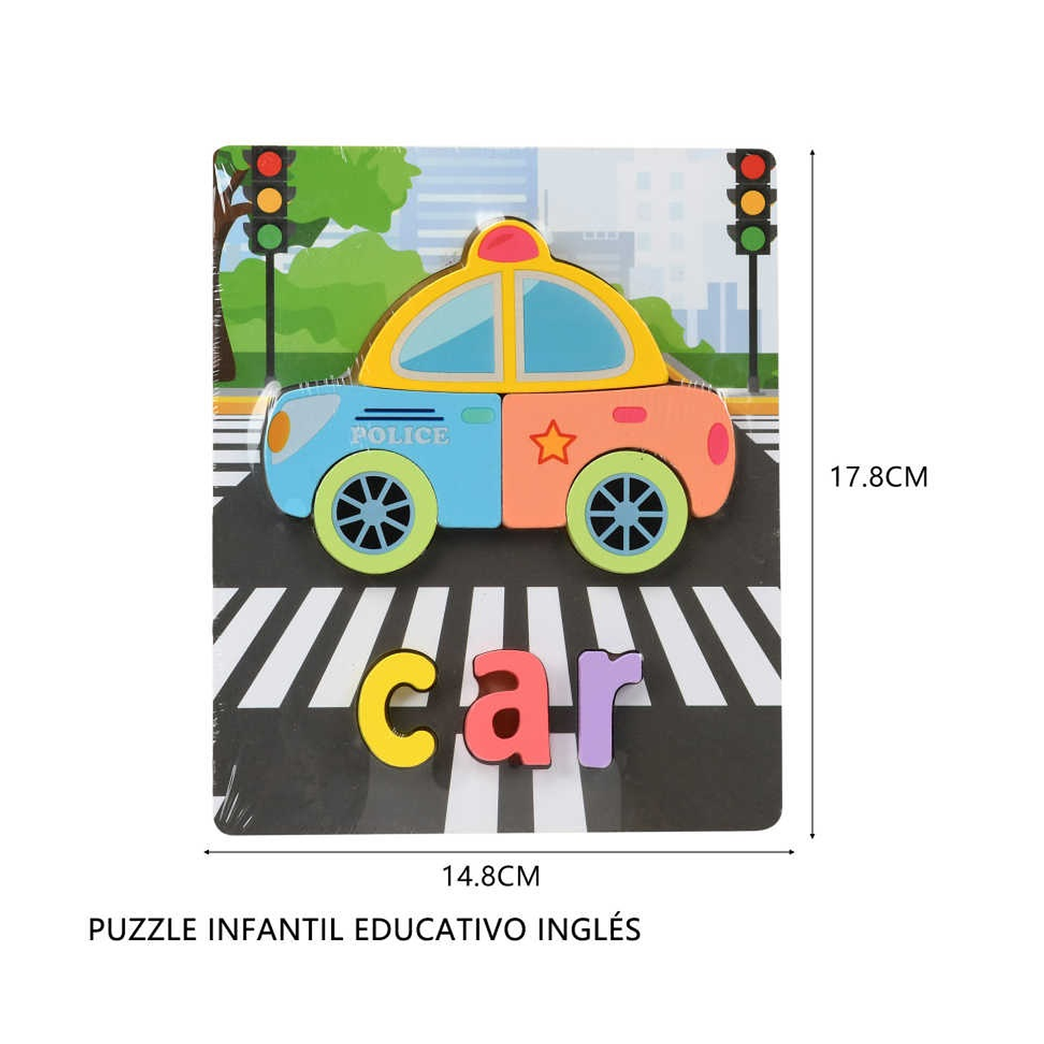 PUZZLE INFANTIL EDUCATIVO INGLÉS MADERA