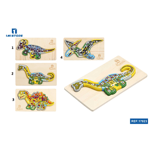 PUZZLE INFANTIL DINOSAURIO MADERA