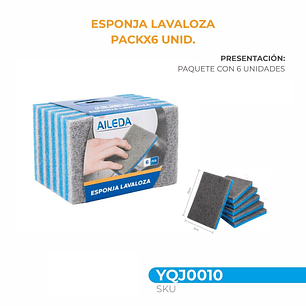 ESPONJA LAVALOZA PACK X6 UNID 