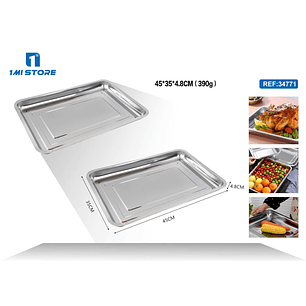 BANDEJA DE ACERO INOXIDABLE 45CM 390G