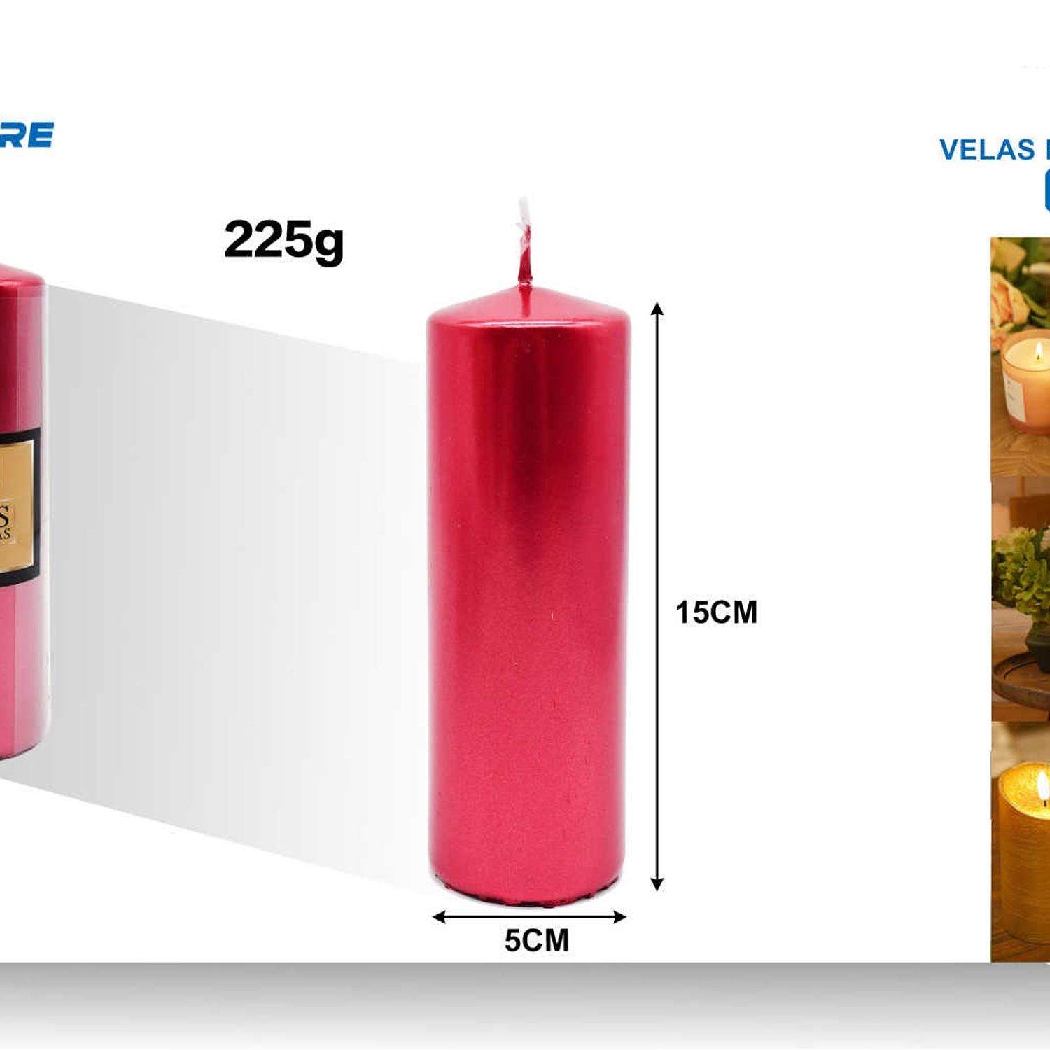 VELA PERFUMADA ROJA 225G 15CM