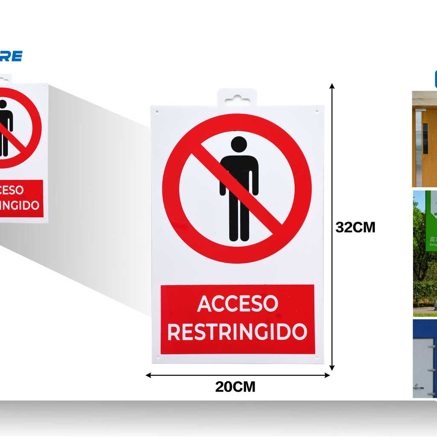 LETRERO DE PVC ADHESIVO ACCESO RESTRINGIDO 32X20CM