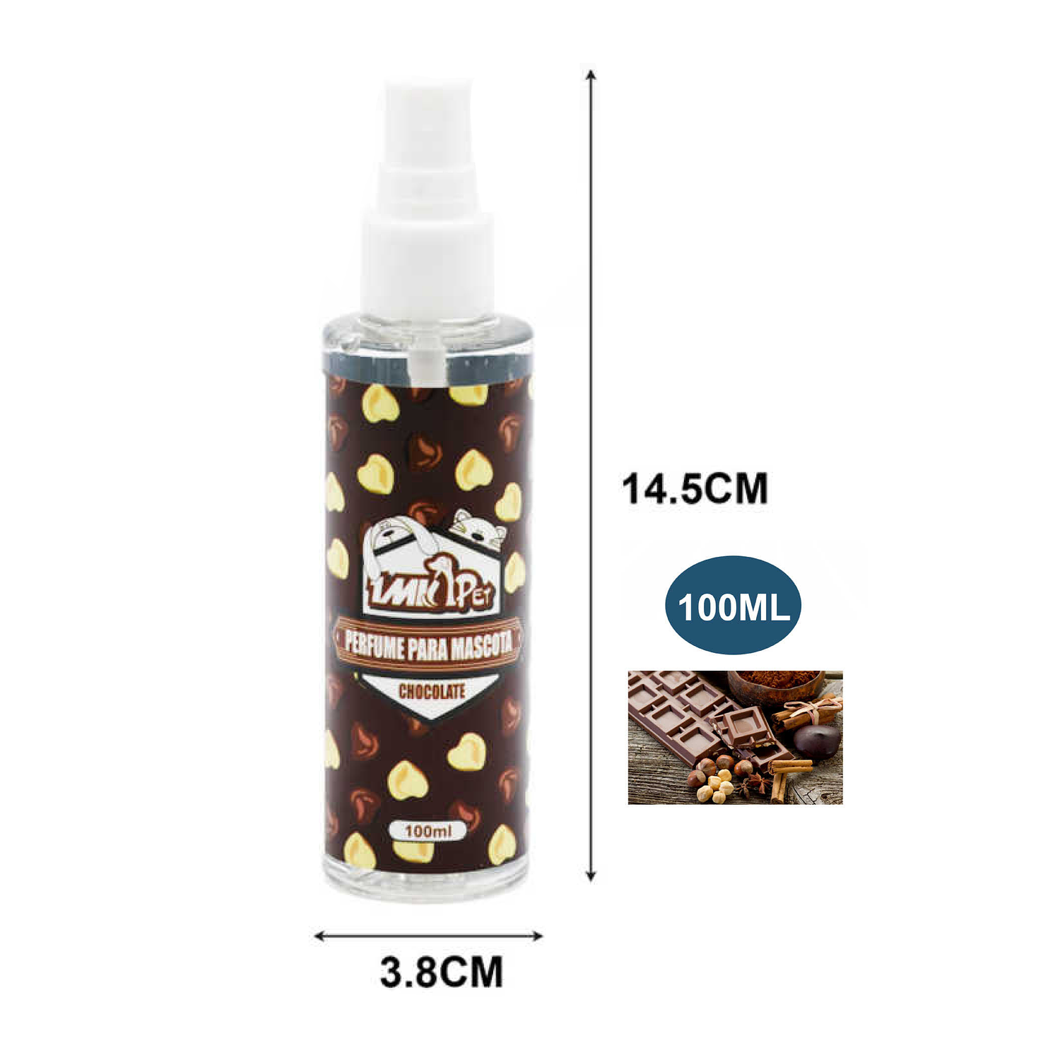 PERFUME PARA MASCOTAS FRAGANCIA DE CHOCOLATE 100ML