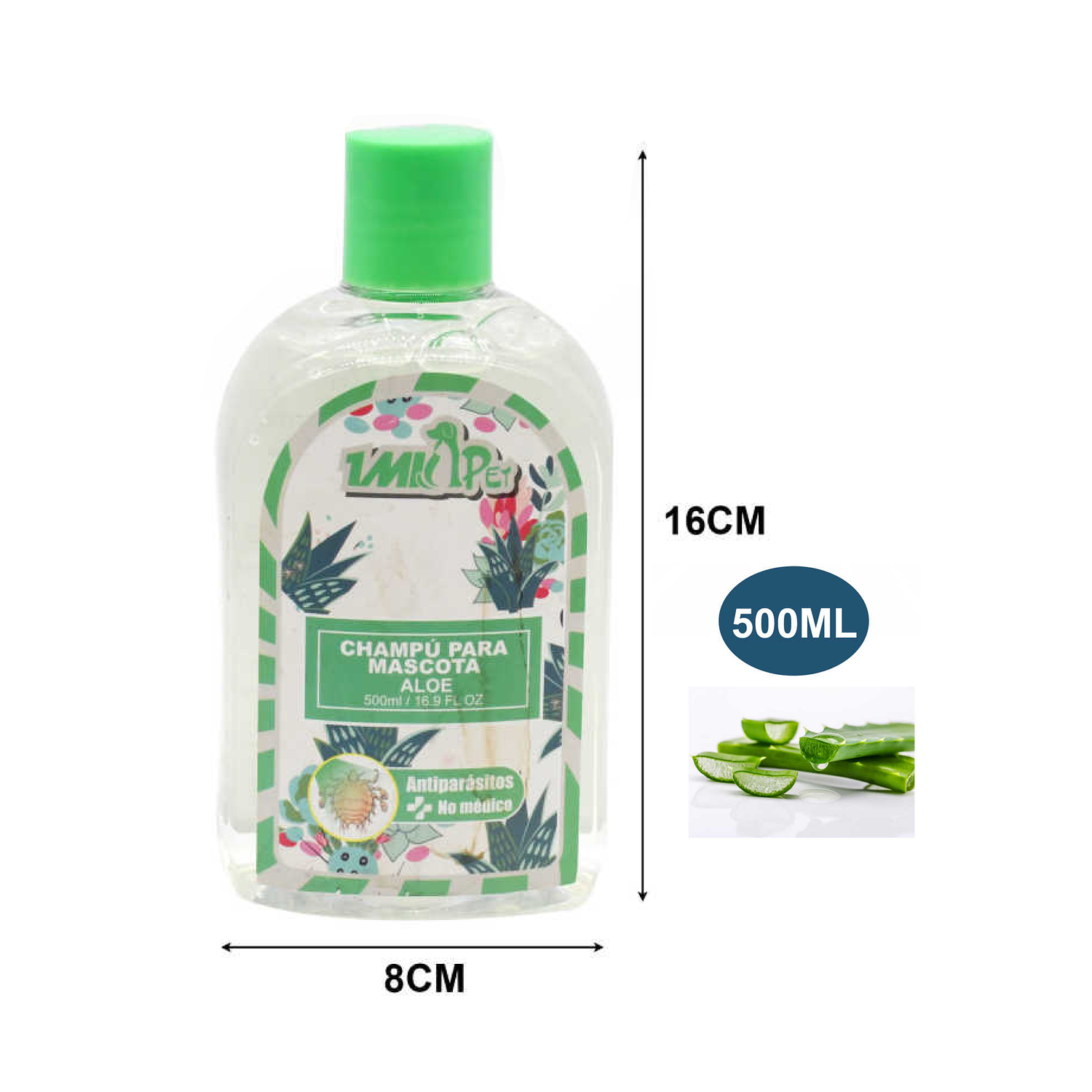 CHAMPÚ PARA MASCOTAS ANTIPARASITOS ALOE 500ML