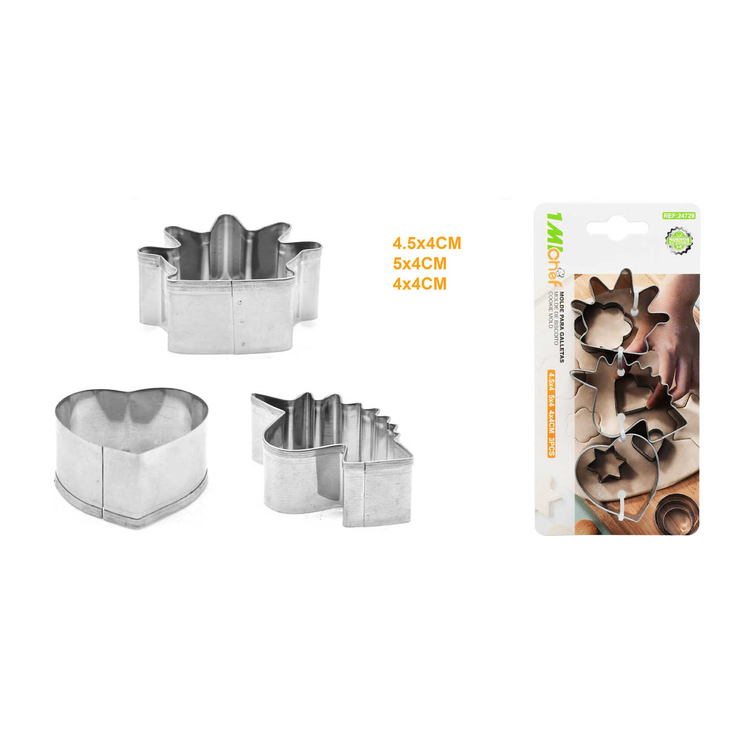  MOLDE PARA GALLETAS METAL 3 PCS 