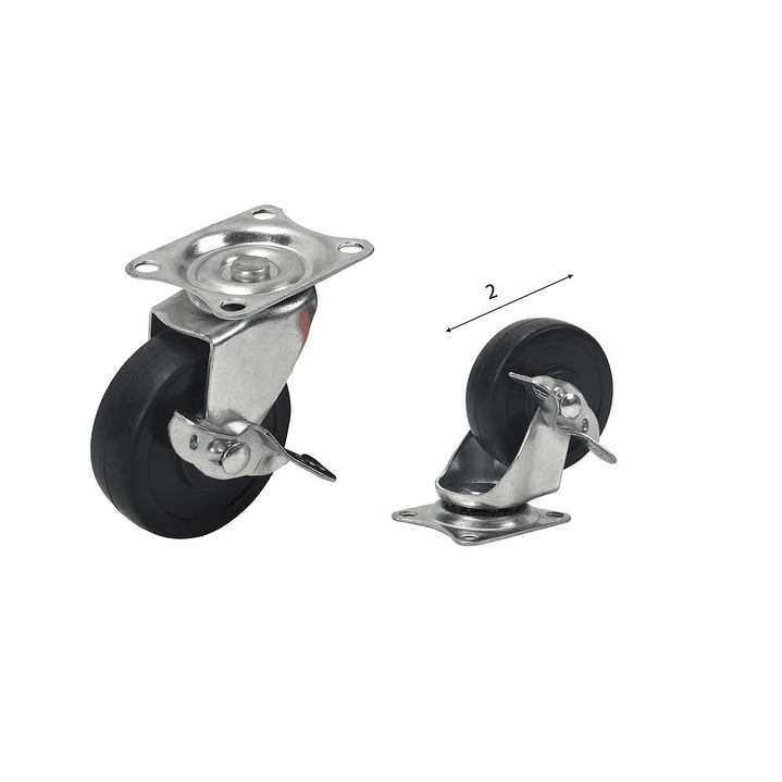 RUEDA NEGRA CON PLACA GIRATORIA Y FRENO 2