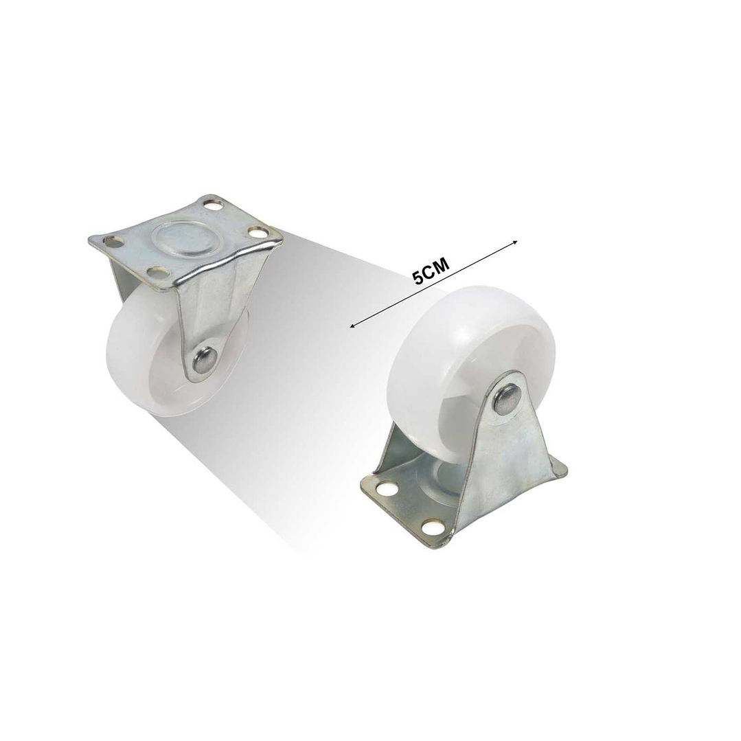 RUEDA BLANCA CON PLACA FIJA 3