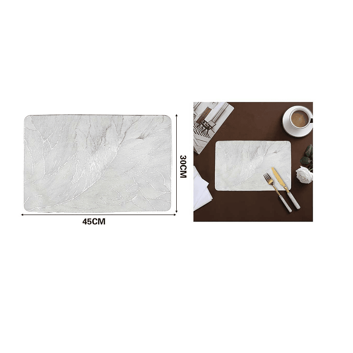 MANTEL INDIVIDUAL DE PVC PLATEADO 30X45CM 1