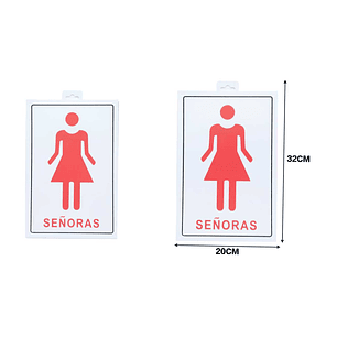 LETRERO DE PVC ADHESIVO SEÑORAS 30X20CM