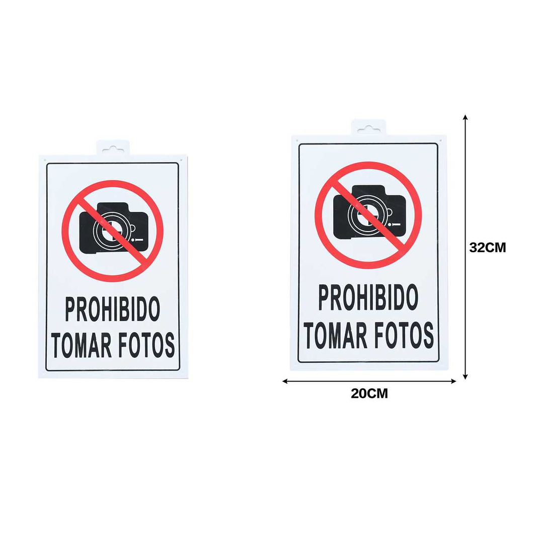 LETRERO DE PVC ADHESIVO PROHIBIDO TOMAR FOTOS 30X20CM 1