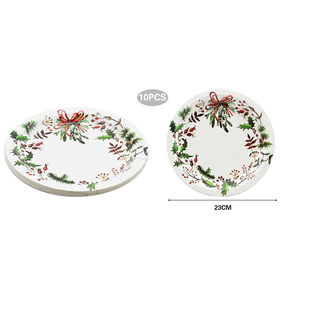 PLATOS DESECHABLES 10PCS NAVIDAD 23CM 1