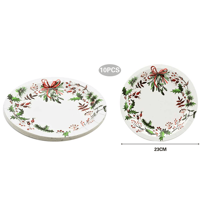 PLATOS DESECHABLES 10PCS NAVIDAD 23CM 1