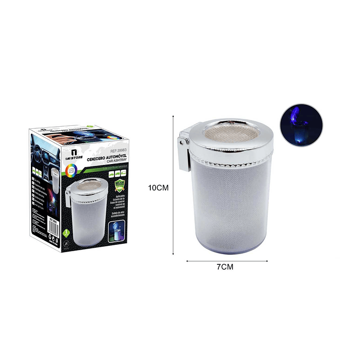 CENICERO PARA AUTOMÓVIL 10X7CM CON LUZ LED 1