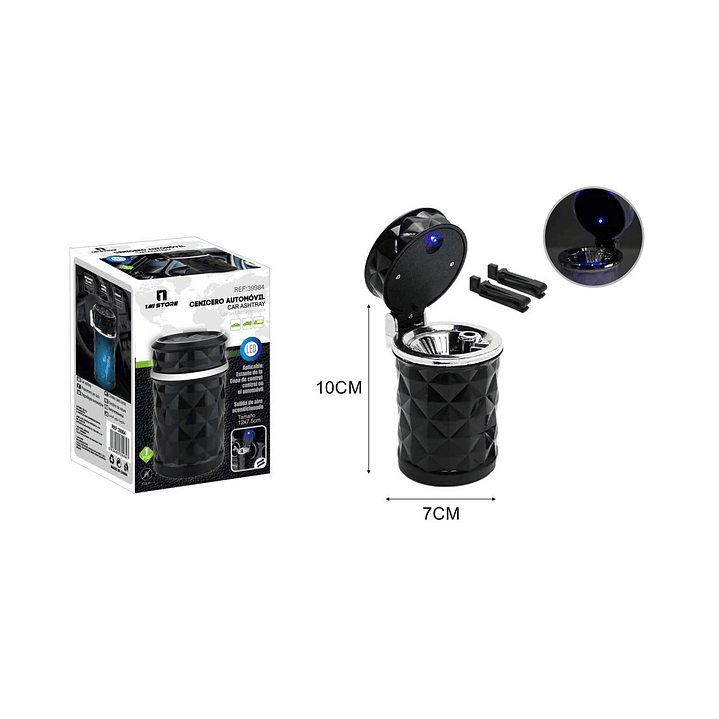 CENICERO PARA AUTOMÓVIL 10X7CM CON LUZ LED 1
