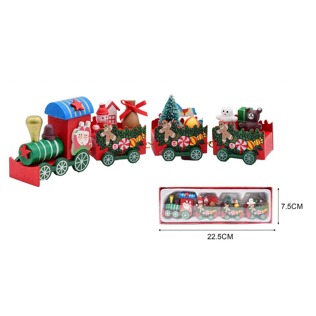 TREN DE MADERA NAVIDAD DECORACIÓN 22.5CM 1