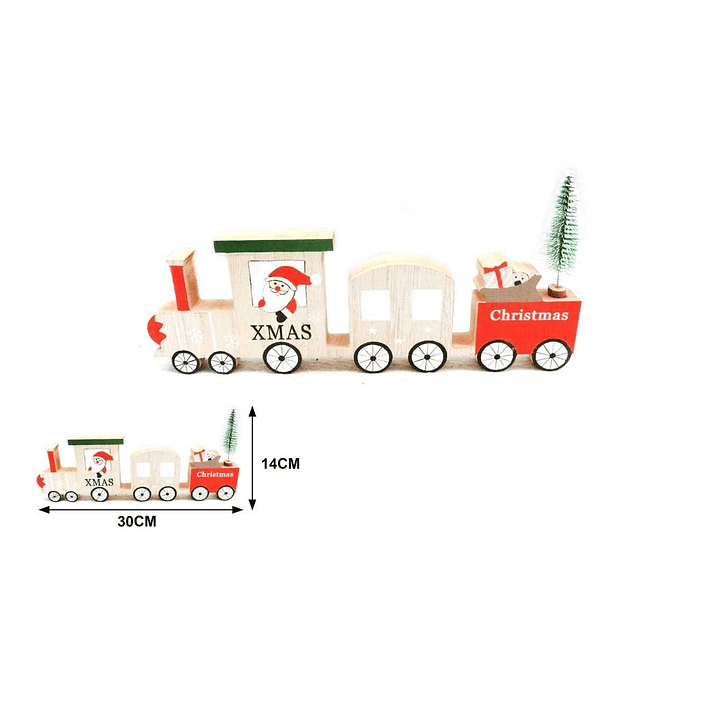 ADORNO DE MADERA DECORATIVO TREN NAVIDAD 14CM 1