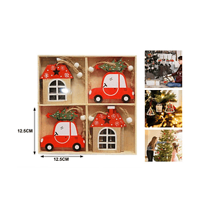 COLGANTES DECORATIVOS DE MADERA NAVIDAD 8PCS
