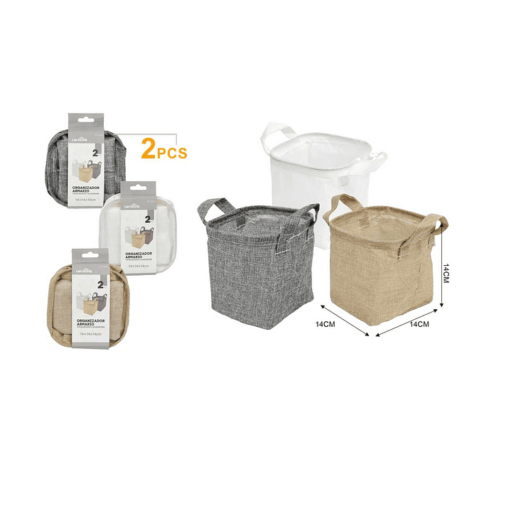 ORGANIZADOR DE TELA PARA ARMARIO 2PCS 14X14CM 1