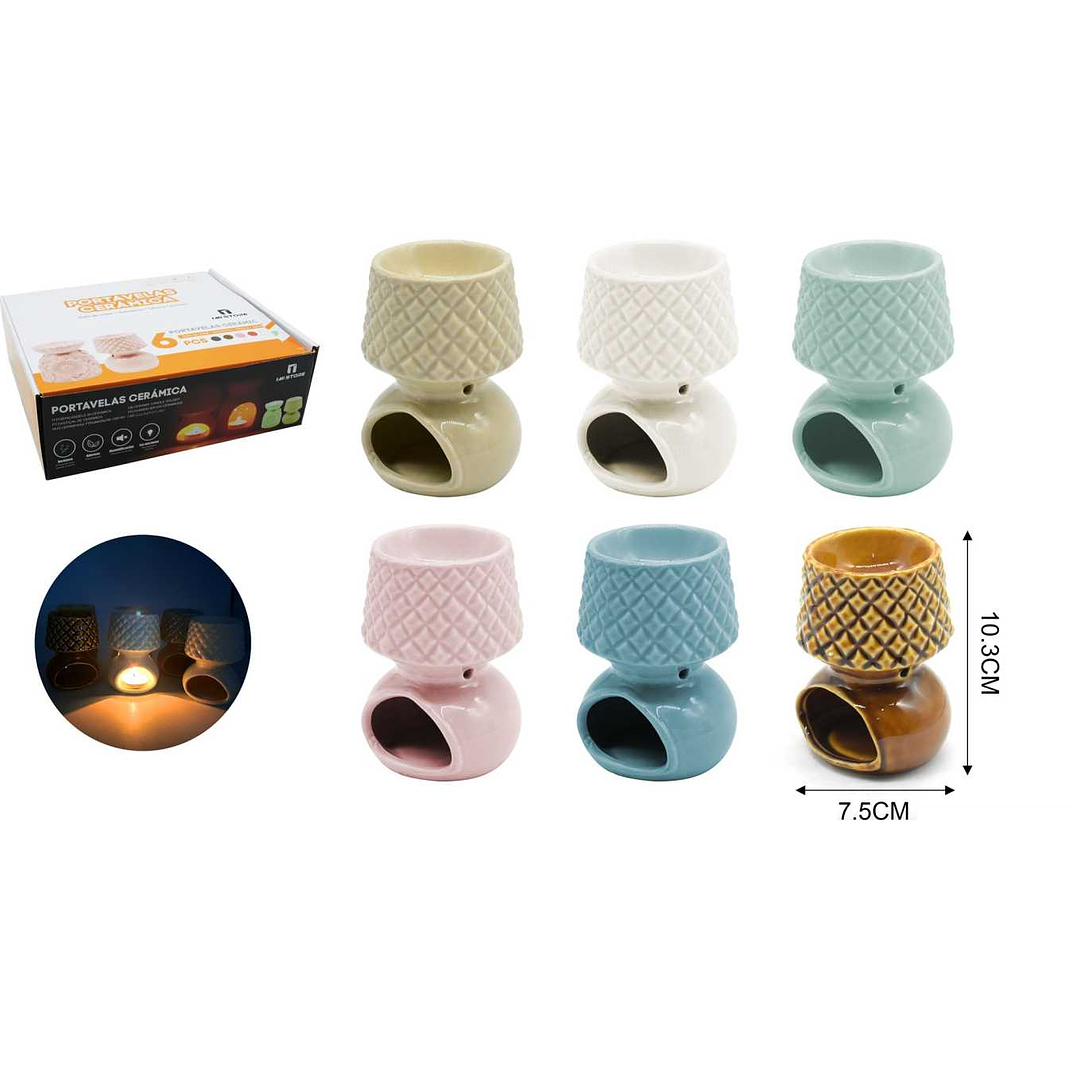 DIFUSOR QUEMADOR DE CERÁMICA PARA ACEITES DE AROMATERAPIA 7.5X10.5CM 1