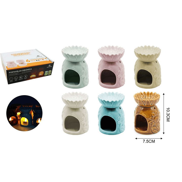 DIFUSOR QUEMADOR DE CERÁMICA PARA ACEITES DE AROMATERAPIA 7.5X10.3CM 1