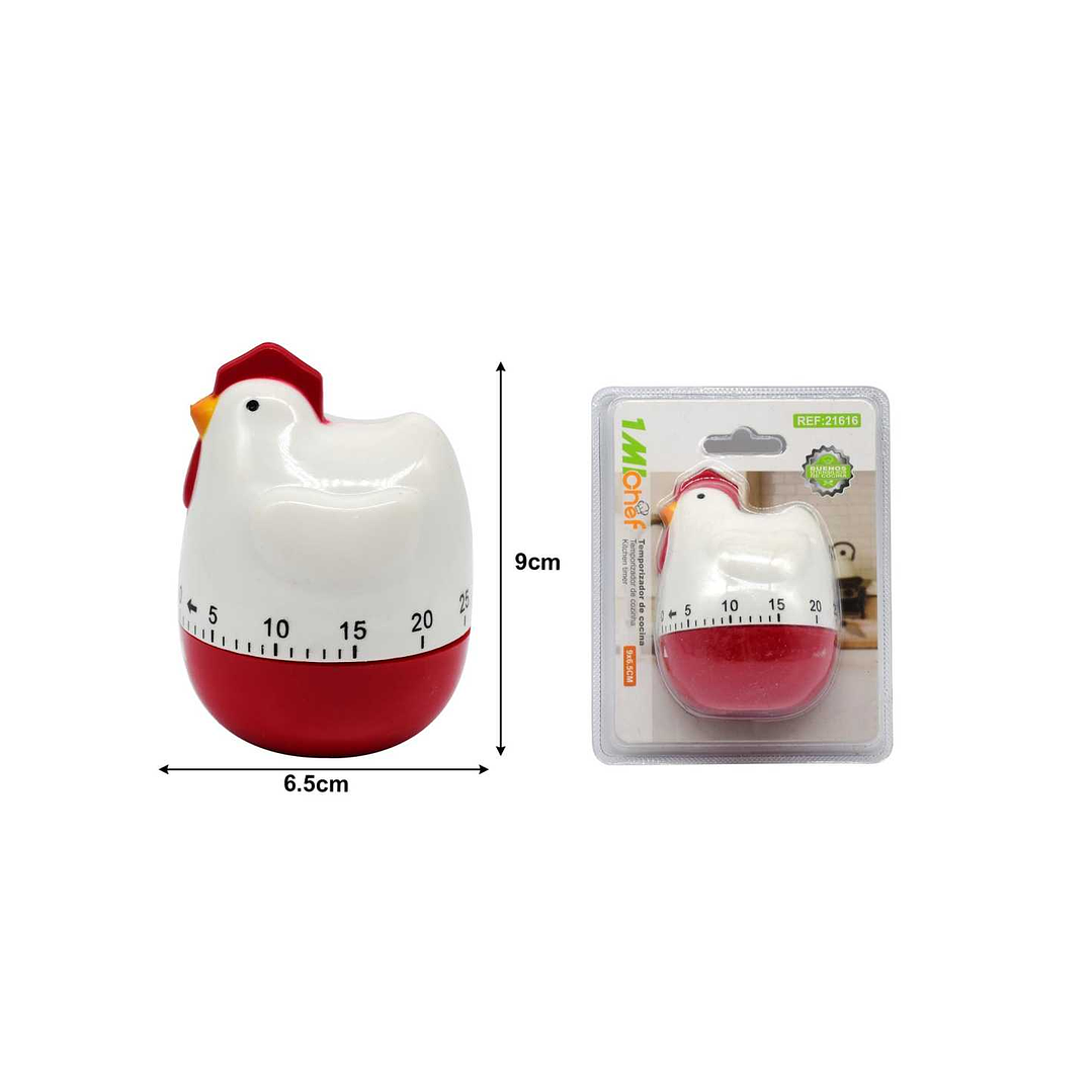 TEMPORIZADOR DE COCINA FORMA DE GALLINA 9X6.5CM 1
