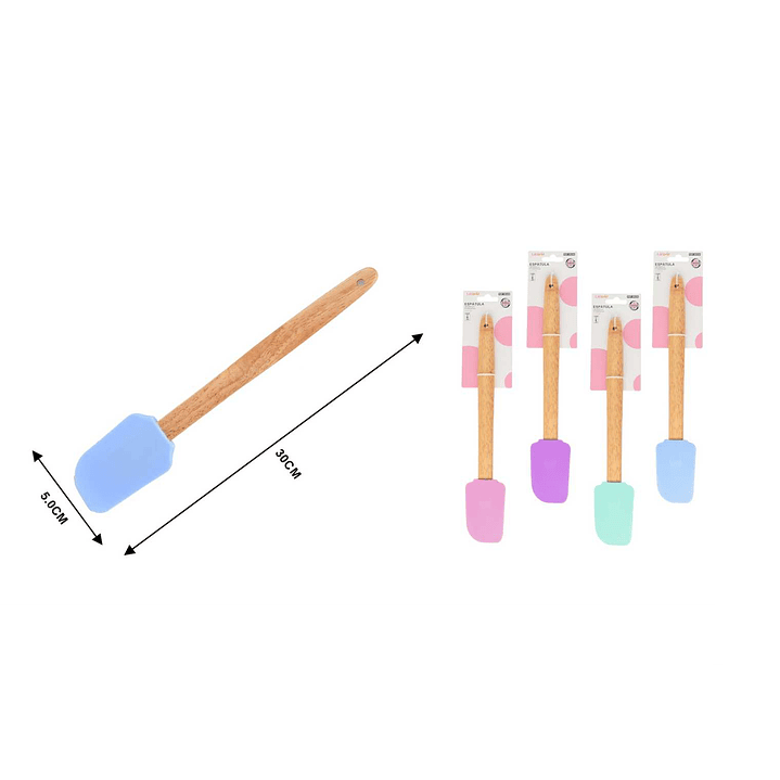 ESPATULA DE SILICONA CON MANGO DE MADERA 30CM 1