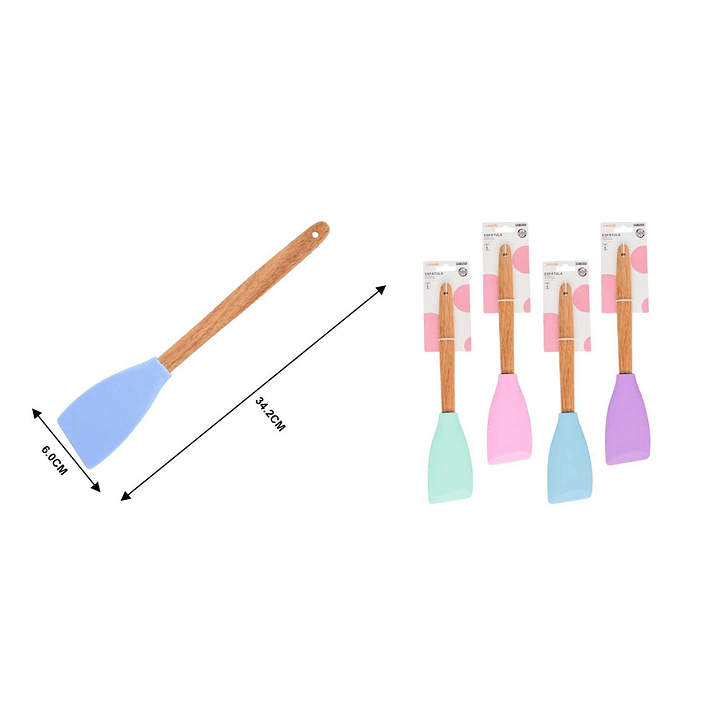 ESPATULA DE SILICONA CON MANGO DE MADERA 34.2CM 1