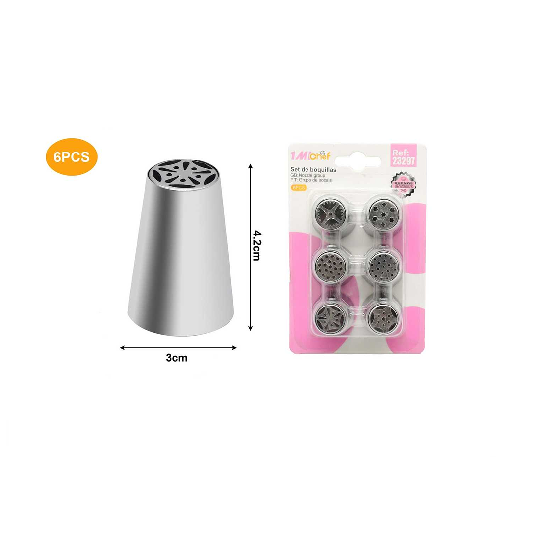 SET DE 6 BOQUILLAS 6PCS ACERO INOX 1