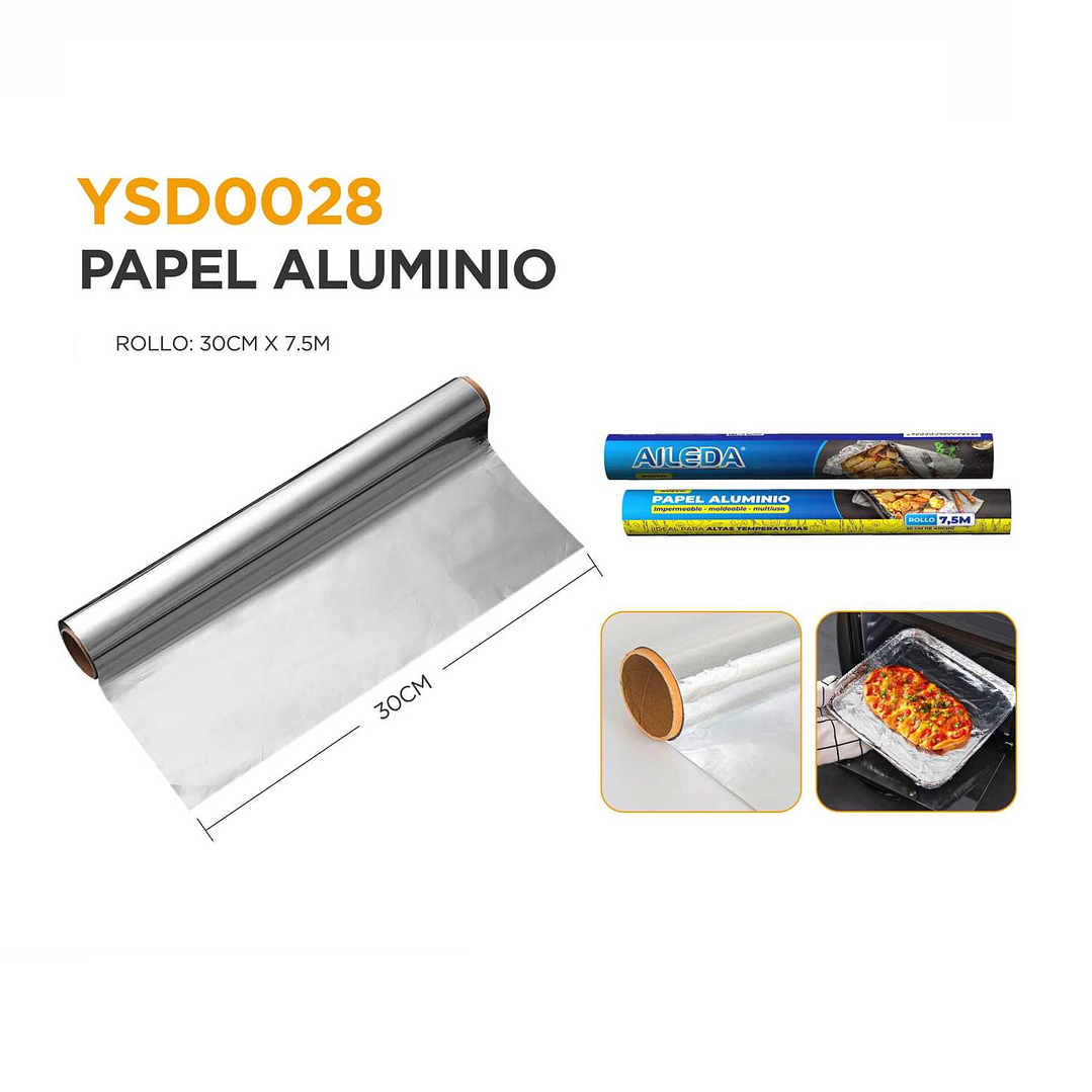 PAPEL ALUMINIO PARA COCINA ROLLO DE 7,5 MTS 1