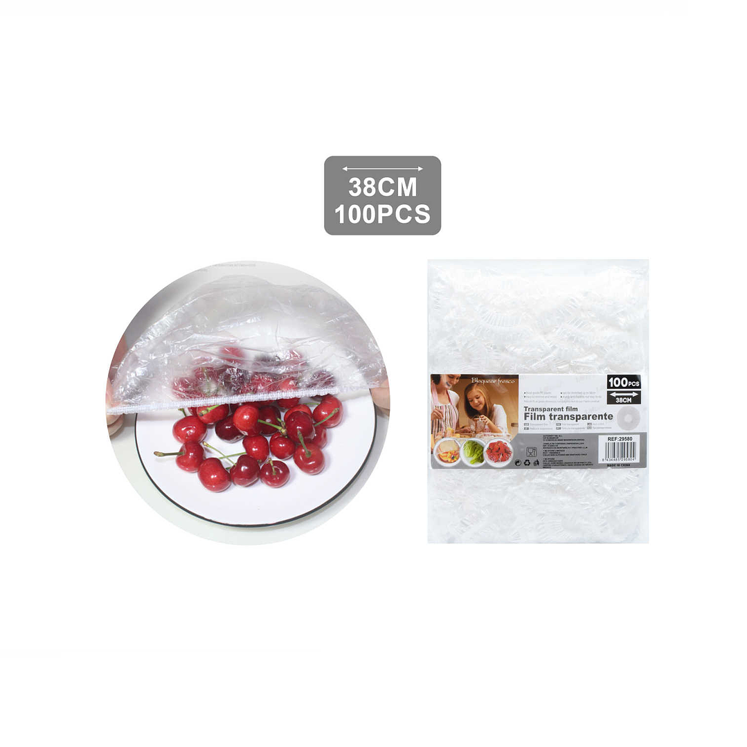 FILM TRANSPARENTE 100PCS 38CM PARA CUBRIR ALIMENTOS  1