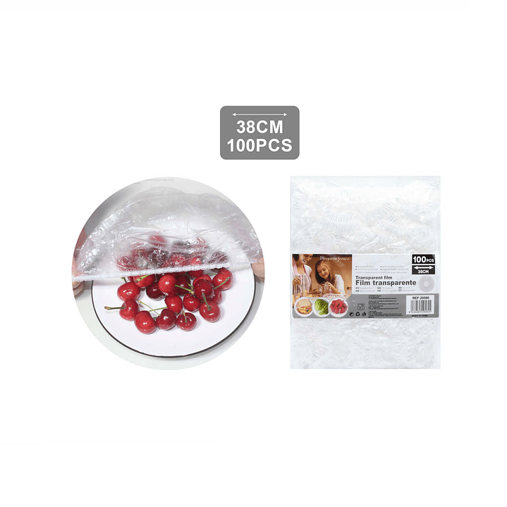 FILM TRANSPARENTE 100PCS 38CM PARA CUBRIR ALIMENTOS  1