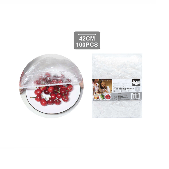 FILM TRANSPARENTE 100PCS 42CM PARA CUBRIR ALIMENTOS 1