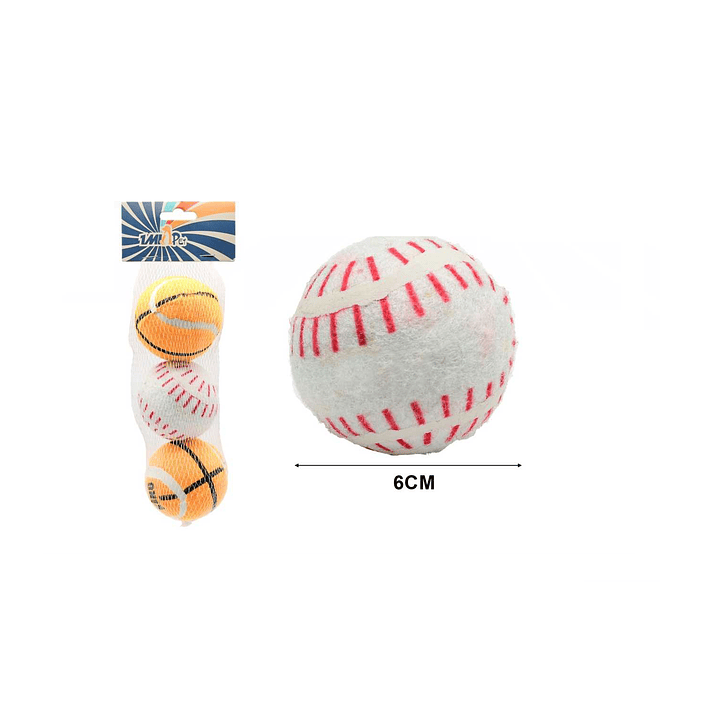 PELOTAS DE JUGUETE PARA PERROS 3PCS 6CM 1