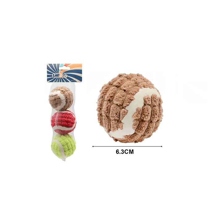 PELOTAS DE JUGUETE PARA PERROS 3PCS 6.3CM 1