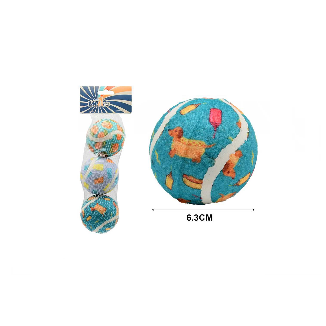 PELOTAS DE JUGUETE PARA PERROS 3PCS 6.3CM 1