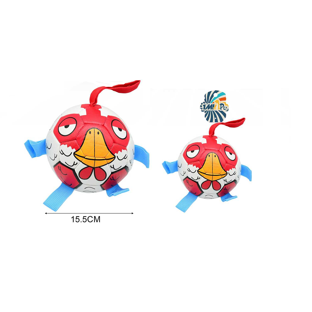 PELOTA DE FÚTBOL INTERACTIVA PARA PERROS CON CORREAS 15.5CM 1