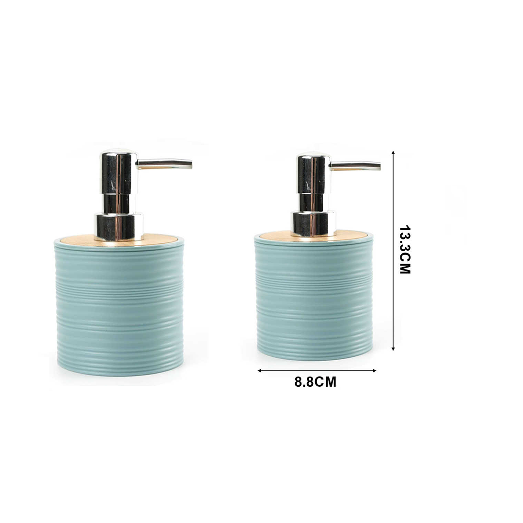 DISPENSADOR DE JABÓN LÍQUIDO DE MANOS CON TAPA DE BAMBÚ  2