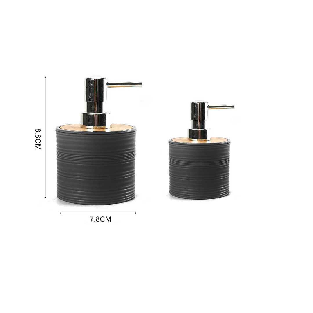 DISPENSADOR DE JABÓN LÍQUIDO DE MANOS CON TAPA DE BAMBÚ  3