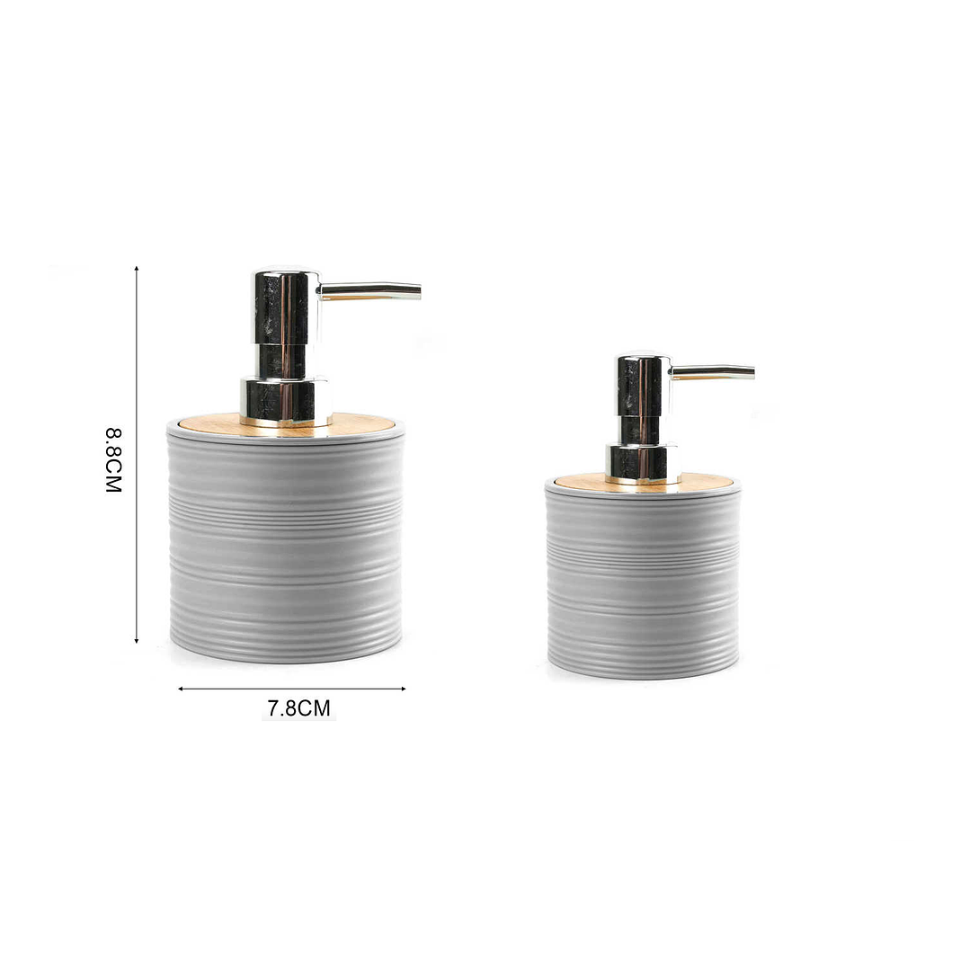 DISPENSADOR DE JABÓN LÍQUIDO DE MANOS CON TAPA DE BAMBÚ  4