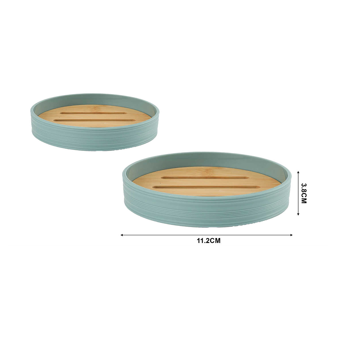 JABONERA REDONDA RAYADA DE PLÁSTICO CON BAMBÚ  2