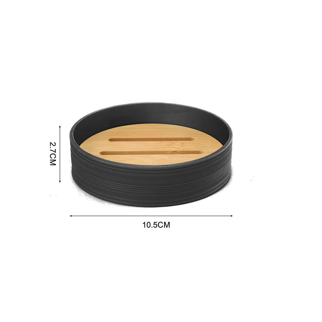 JABONERA REDONDA RAYADA DE PLÁSTICO CON BAMBÚ  4