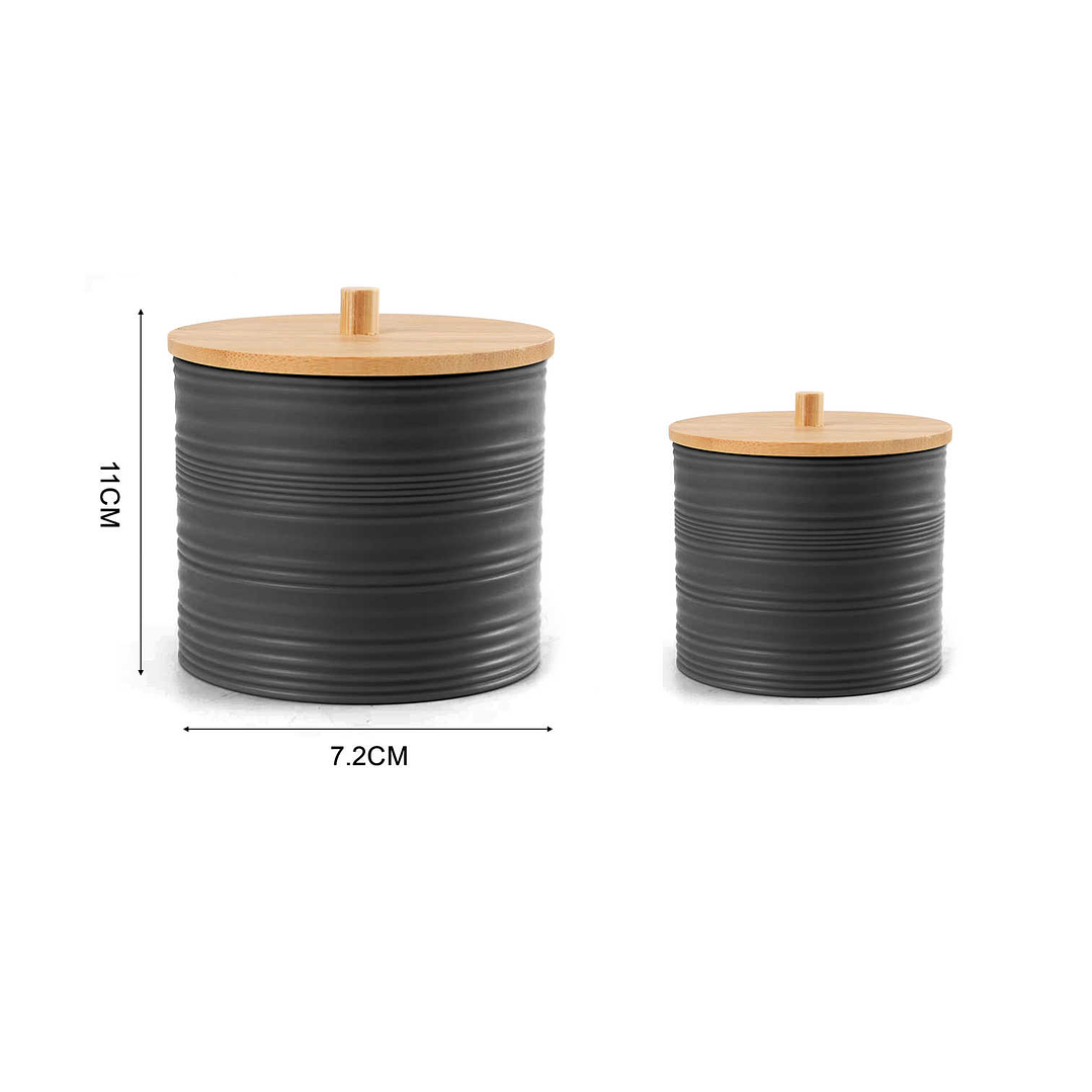 ORGANIZADOR PARA ALGODÓN Y COTONITOS DE PLASTICO TAPA DE BAMBÚ 4