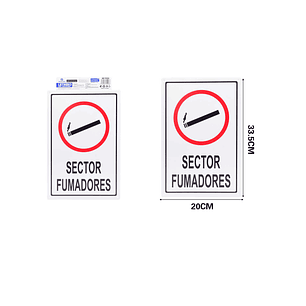 LETRERO DE PVC ADHESIVO SECTOR FUMADORES 30X20CM