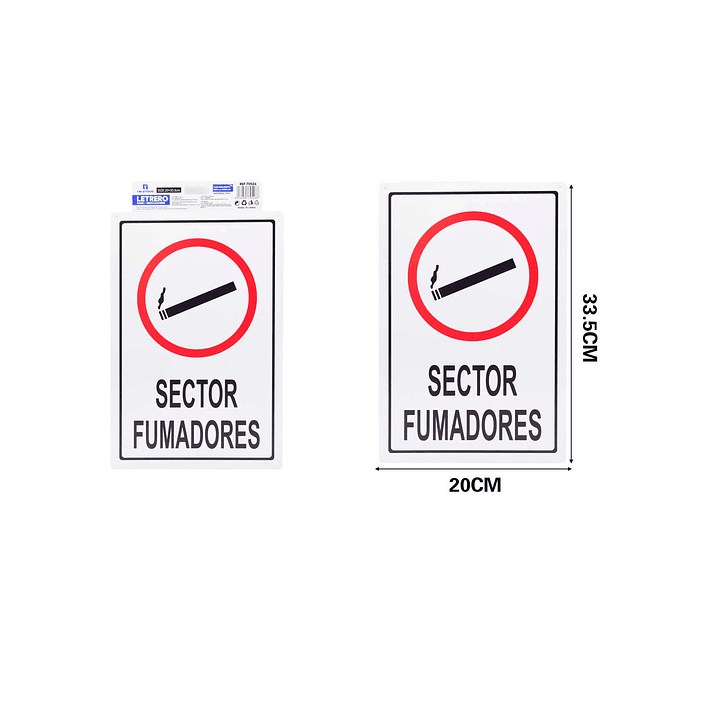 LETRERO DE PVC ADHESIVO SECTOR FUMADORES 30X20CM 1