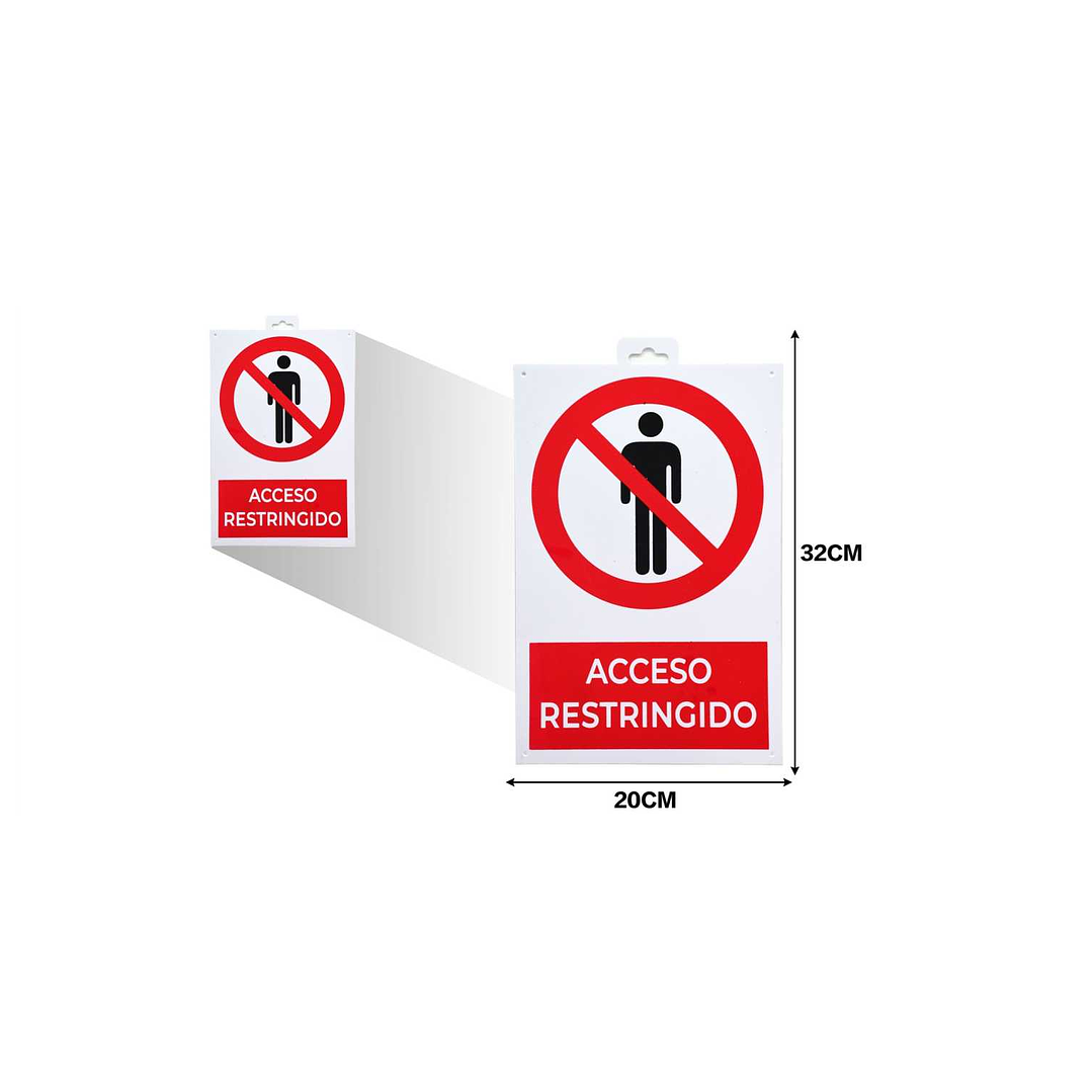 LETRERO DE PVC ADHESIVO ACCESO RESTRINGIDO 32X20CM 1