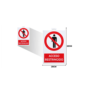 LETRERO DE PVC ADHESIVO ACCESO RESTRINGIDO 32X20CM