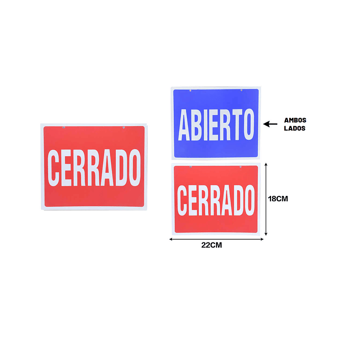 LETRERO DE PVC CERRADO ABIERTO 22X18CM 1