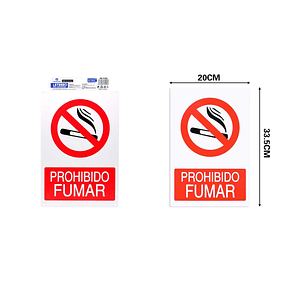 LETRERO DE PVC ADHESIVO PROHIBIDO FUMAR 20X30CM
