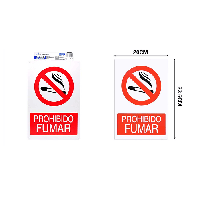 LETRERO DE PVC ADHESIVO PROHIBIDO FUMAR 20X30CM 1